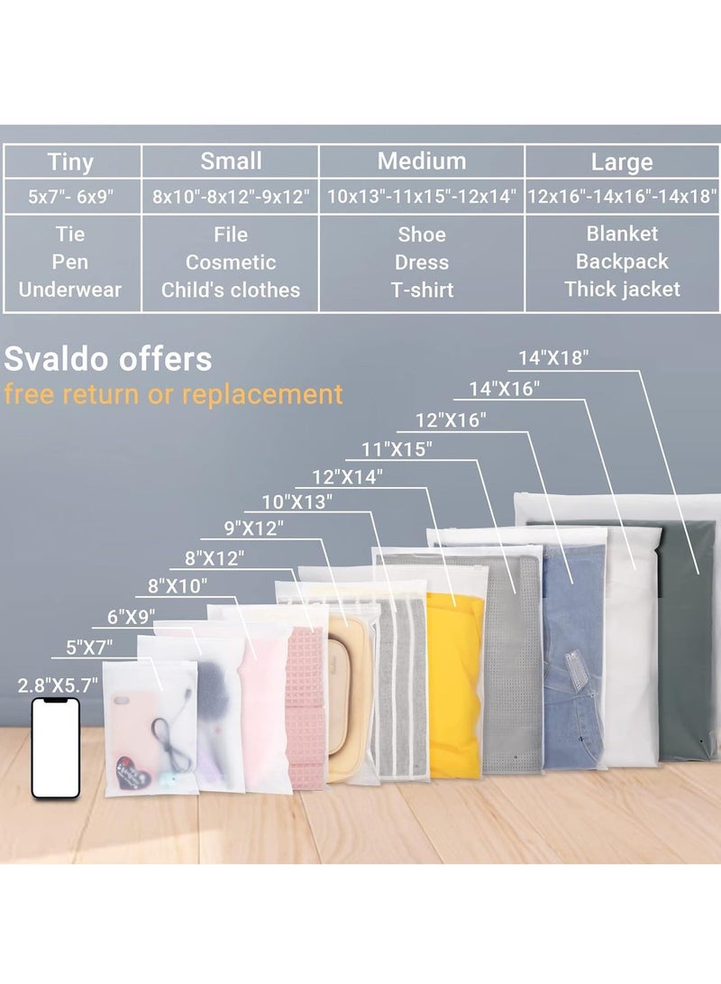 DUNISO أكياس تغليف القمصان، أكياس بلاستيكية وبولي قابلة لإعادة الإغلاق مقاس 11 × 15 بوصة لتغليف الملابس والقمصان والجينز والسراويل والقمصان ذات الأكمام القصيرة وأكياس بسحاب غير لامعة مع فتحة تهوية للتخزين أثناء السفر (مقاس واحد) - Image 5